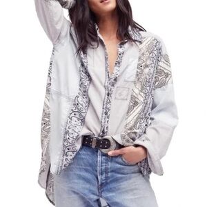 Free People All Patched Up Chambray Top